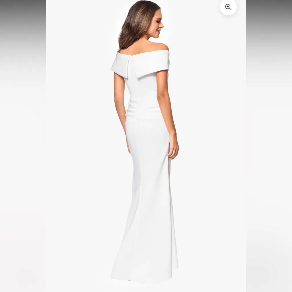 XSCAPE Patti Long Off-Shoulder Dress Scuba Crepe Dress - Image 2