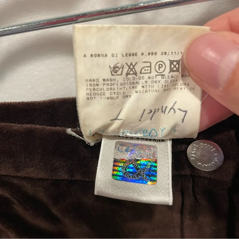 Vintage Y2K D&G chocolate brown velvet flare pants low rise festival indie sleaz - Image 10