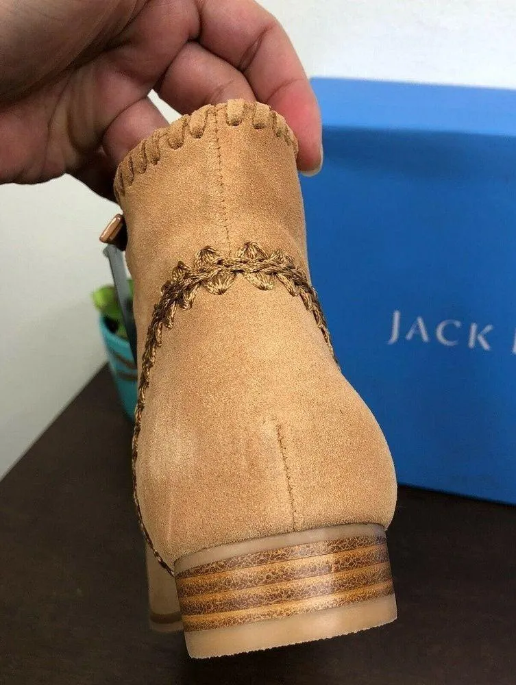 NEW Jack Rogers Womens Gemma Tan Suede Waterproof Ankle Booties Size 6M - Image 4