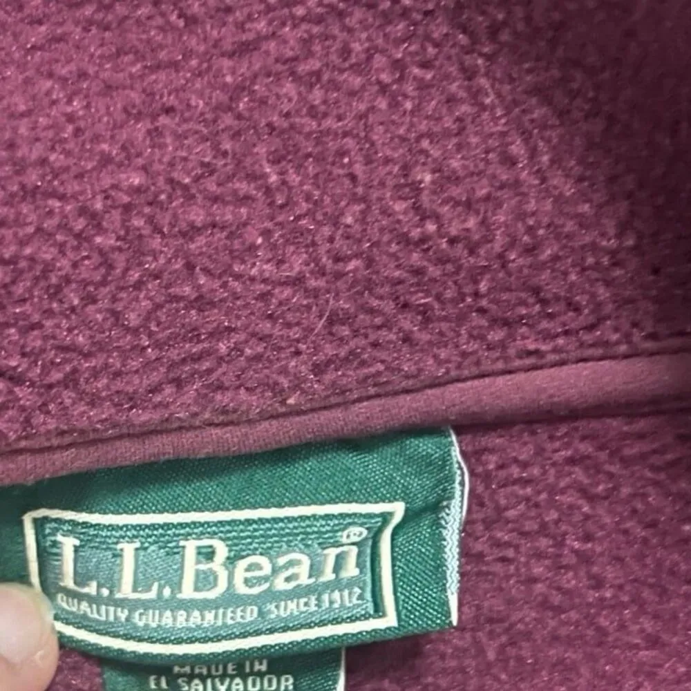 L.L. Bean vintage burgundy maroon polar fleece zip up jacket - Image 3