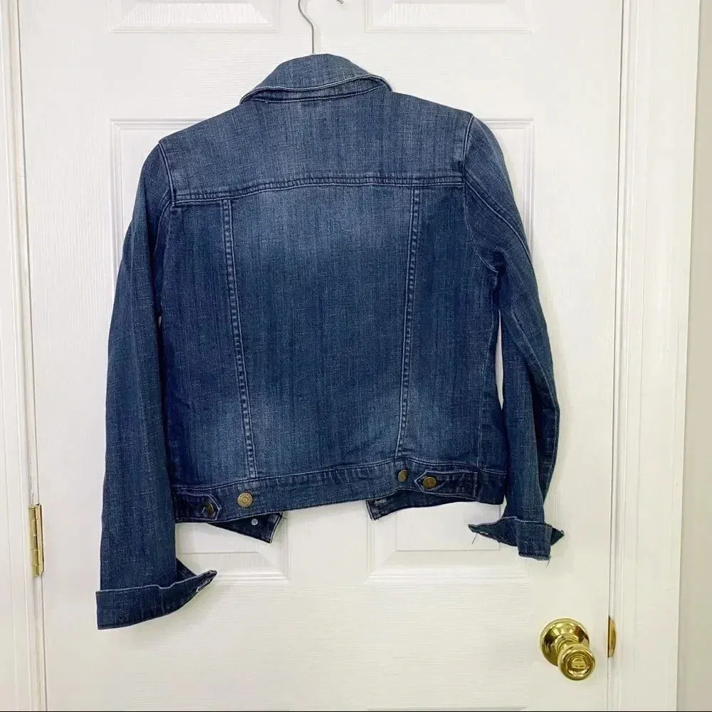 PISTOLA Medium Wash Light Distressing‎ Soft Cropped Denim Jacket - Image 6