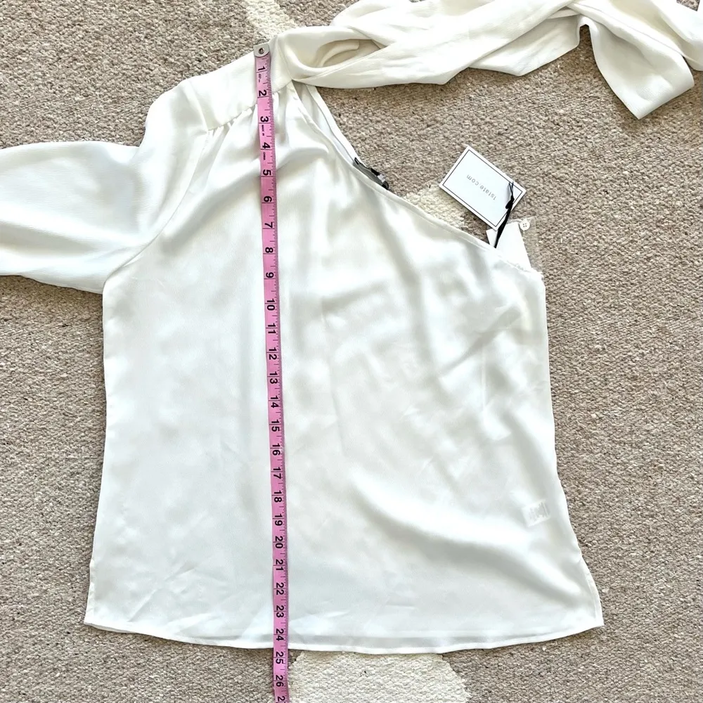 1. State Optic White One Shoulder Long Sleeve Blouse Small - Image 6