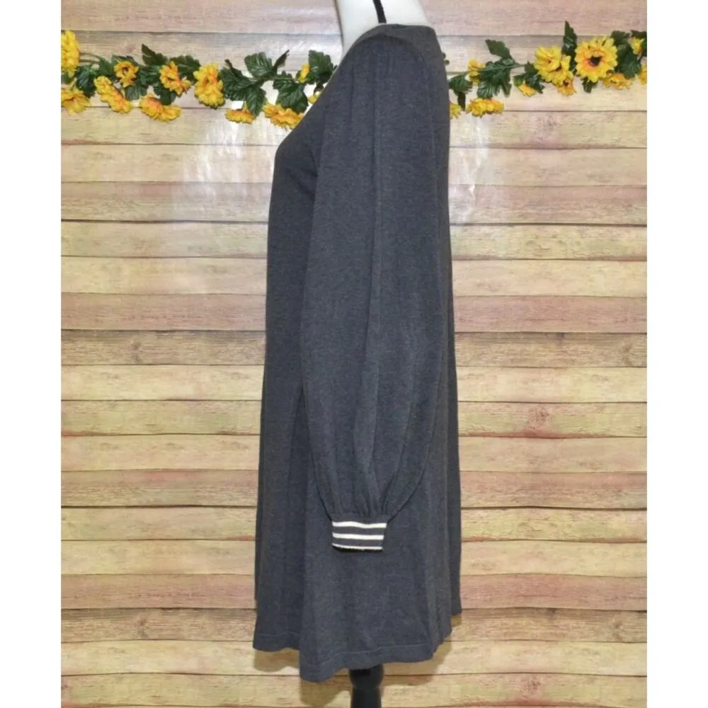 Max Studio Ladies L Gray Sweater Dress Balloon Sleeves at Knee Career Neutral - Image 4