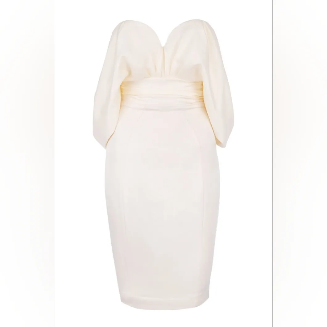 House of CB AISHA IVORY SATIN STRAPLESS DRESS Sz L‎ NWT Sweetheart Neckline - Image 6
