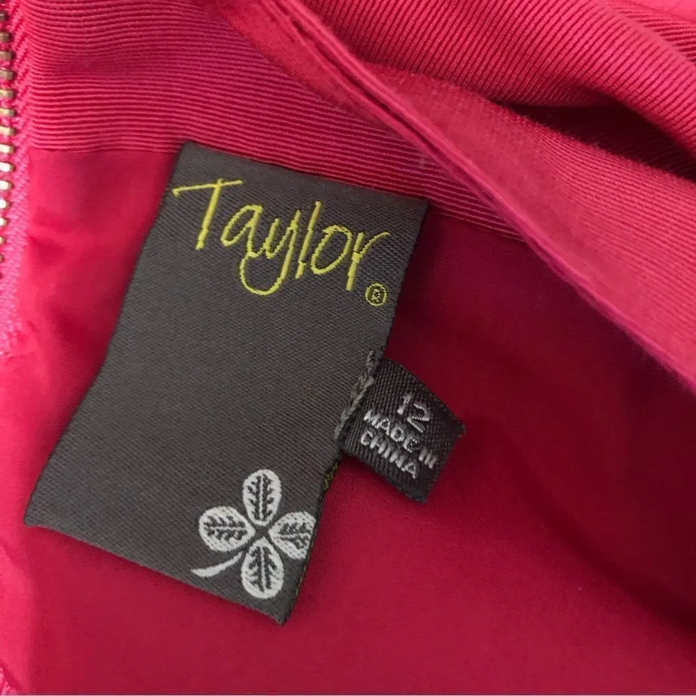 Taylor Hot Pink Pleated Cocktail Party Dress Size 12 - Image 8