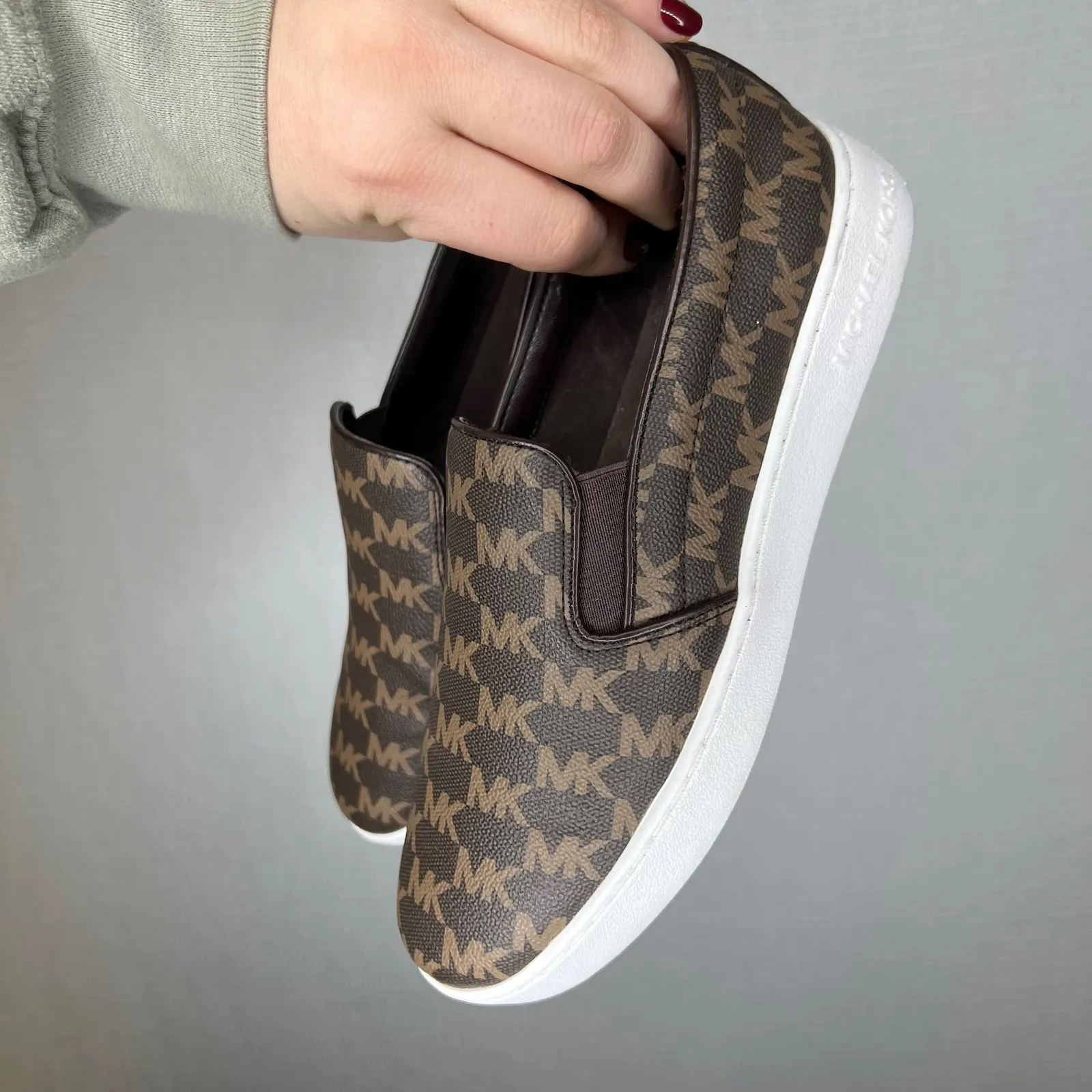 Michael Kors Signature MK Logo Slip On Sneakers Brown Womens Size 6 - Image 3