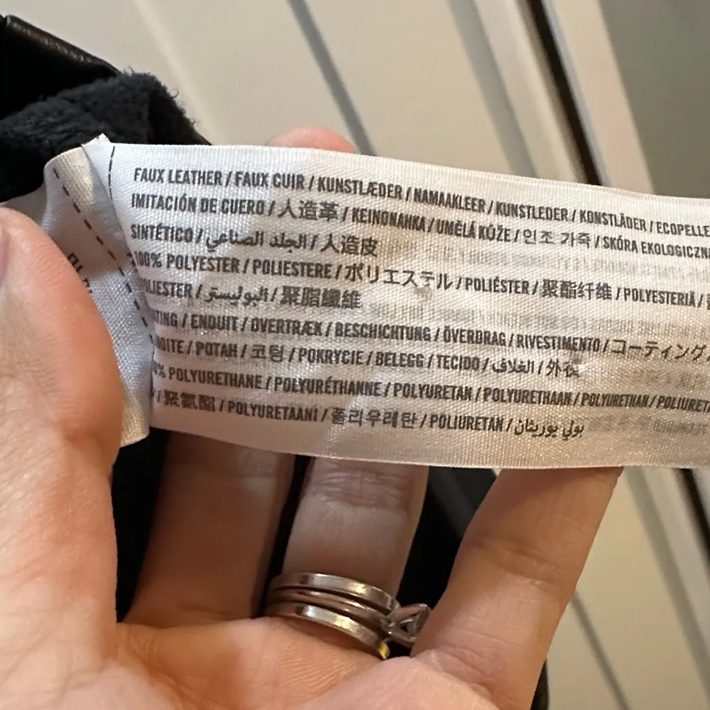 Abercrombie & Fitch Black Vegan Leather  Shirt Dress, Sz Small - Image 8