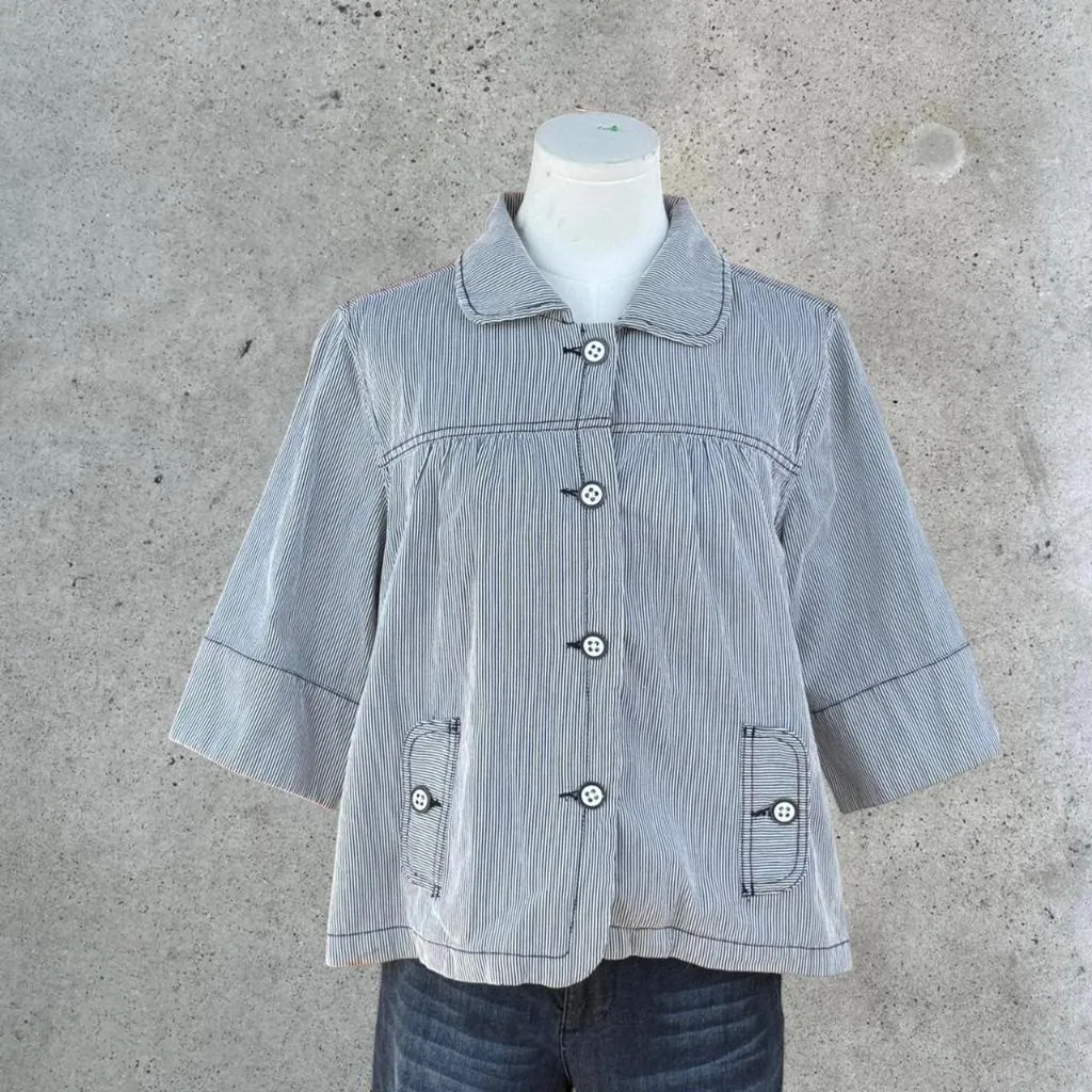 2000s pinstripe babydoll cut jacket - Image 2