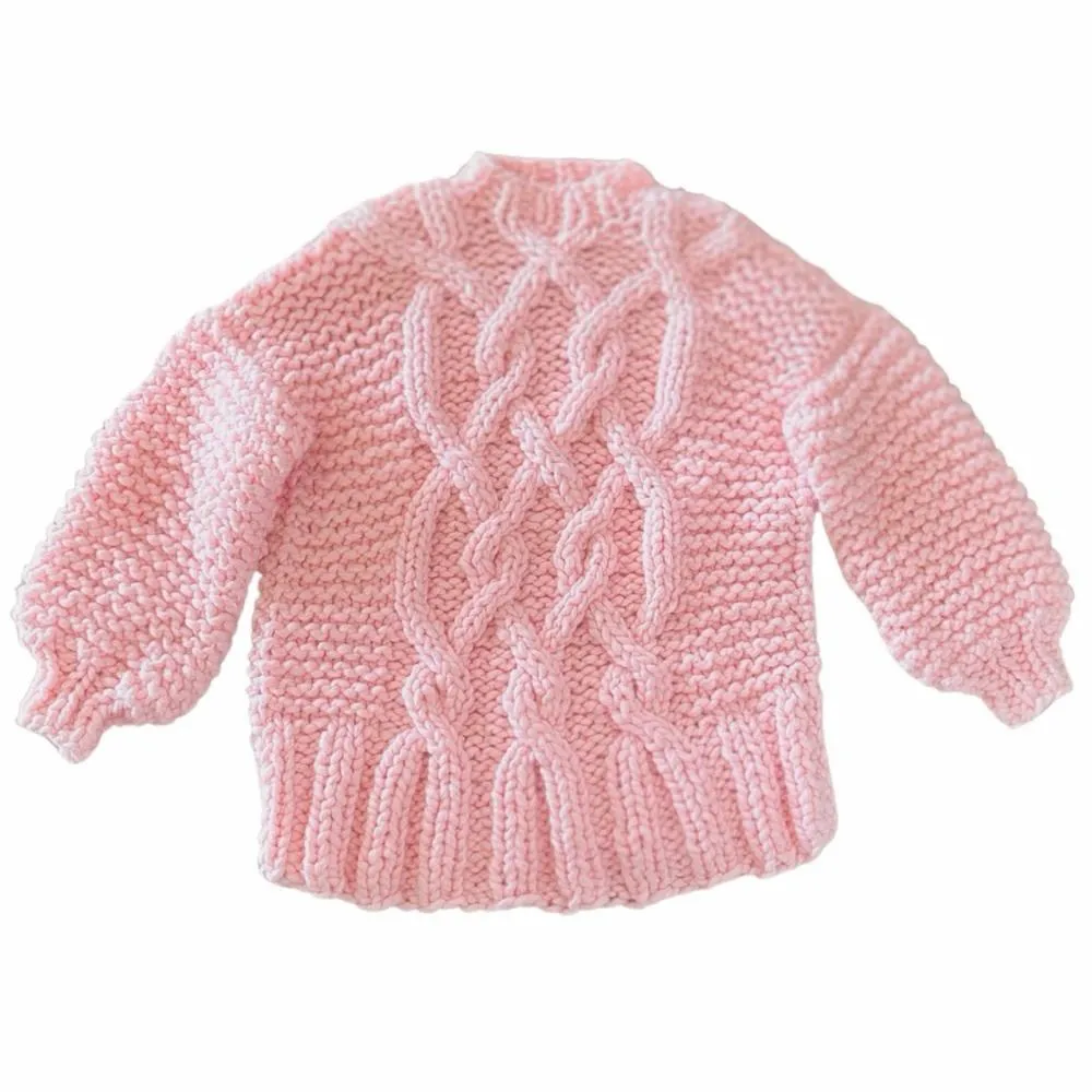 x Loopy Mango Cabin Fever Pink Cable Sweater Tunic OS Merino Wool - Image 2