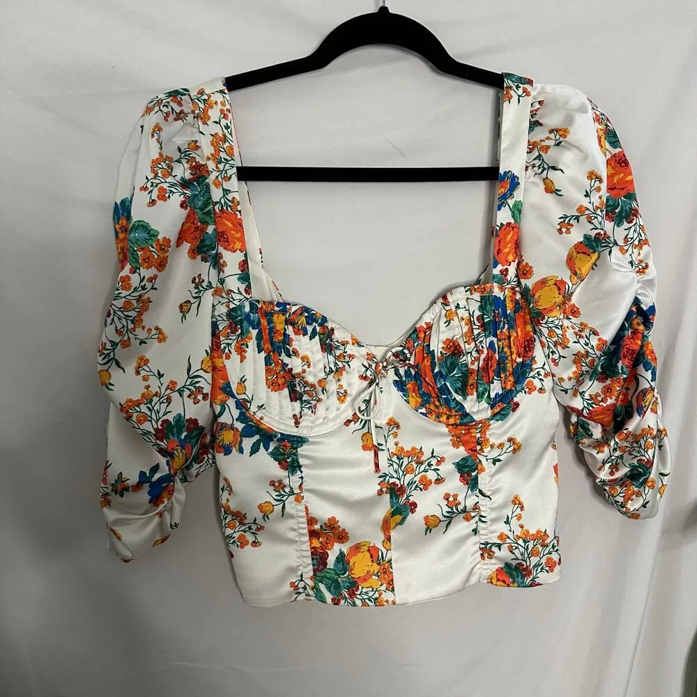 For Love & Lemons Brandy Floral Top Ivory Size Small - Image 3