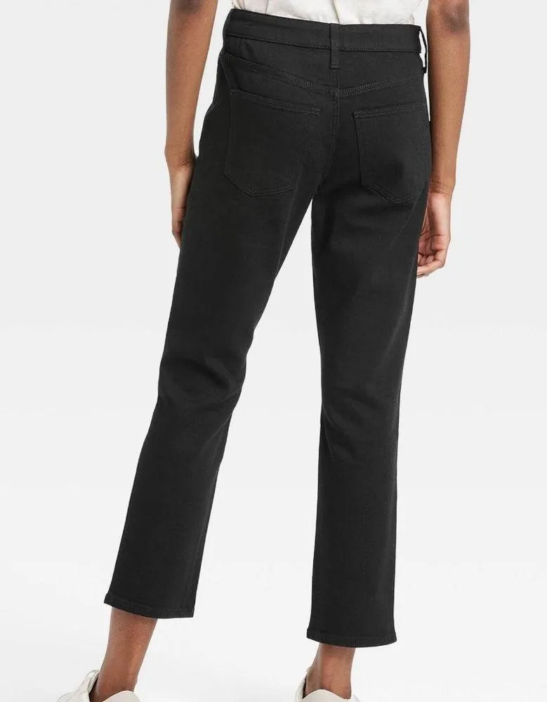 UNIVERSAL THREAD HIGH RISE SLIM STRAIGHT JEANS — BLACK DENIM — 00 — LIKE NEW - Image 3