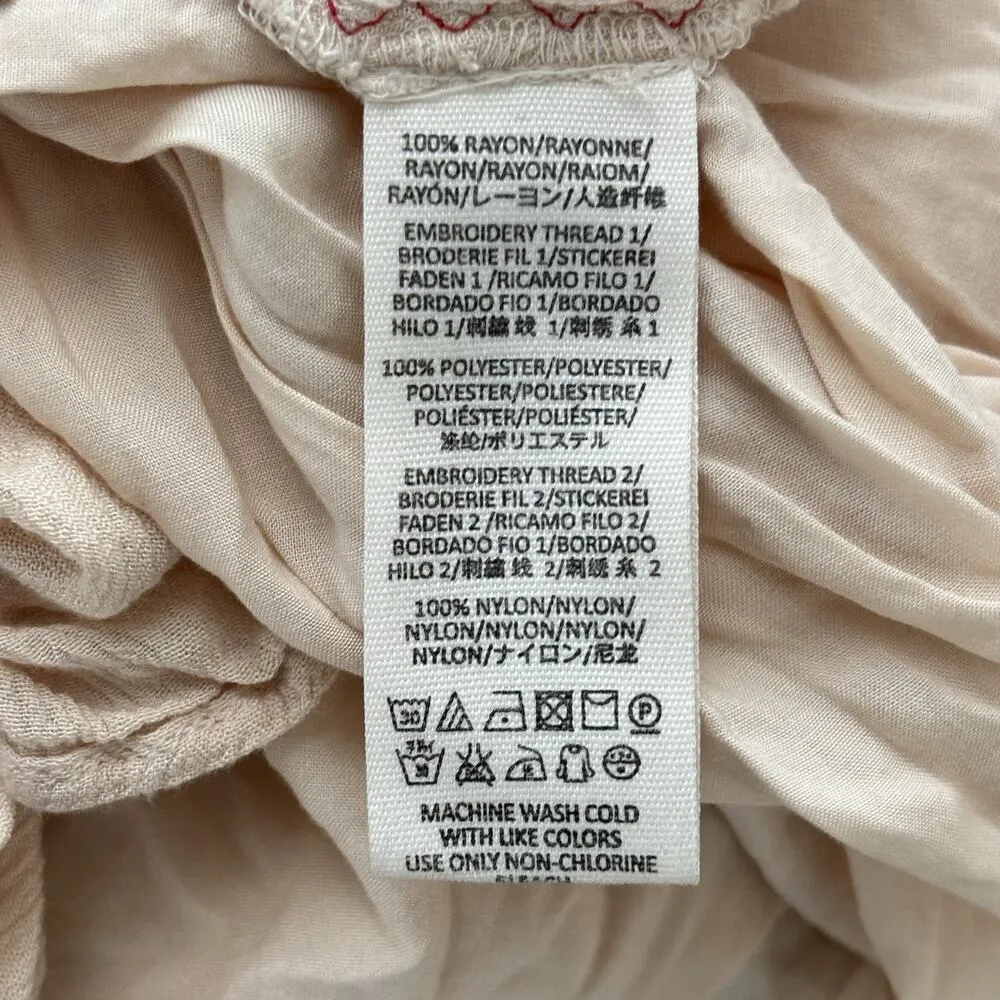 Free People Size M Wind Willow Shift Peasant Mini Dress Hippie Festival - Image 5