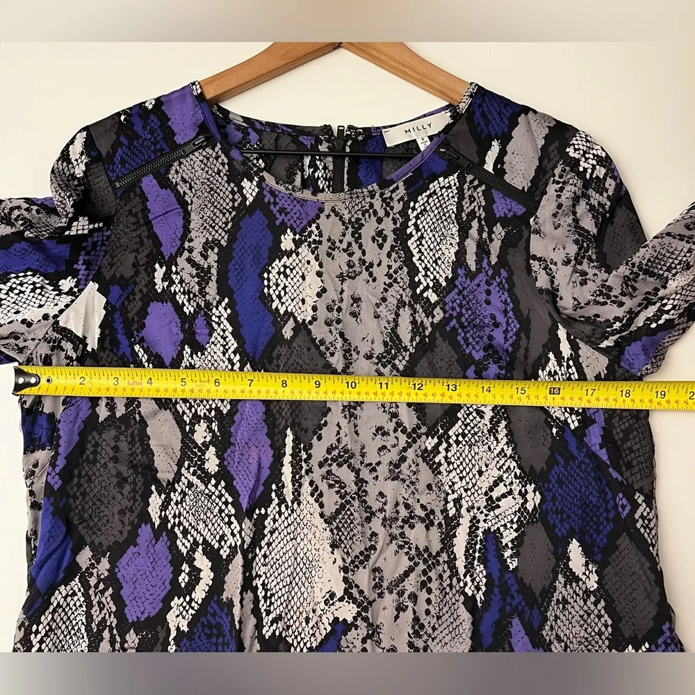 MILLY Womens Snake Print Silk Blend Blouse Top Womens 6 - Image 5