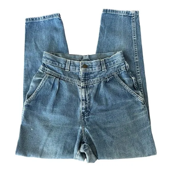 Vintage 70's-80's Levi’s high waisted blue yoke front single stitch jeans size 7 - Image 2