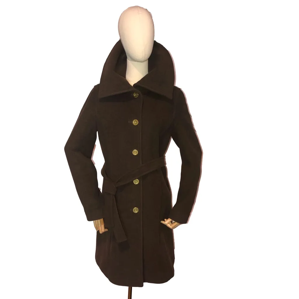 COACH Single Breasted Brown Wool Belted Fully Lined Coat Sz Med - Image 16