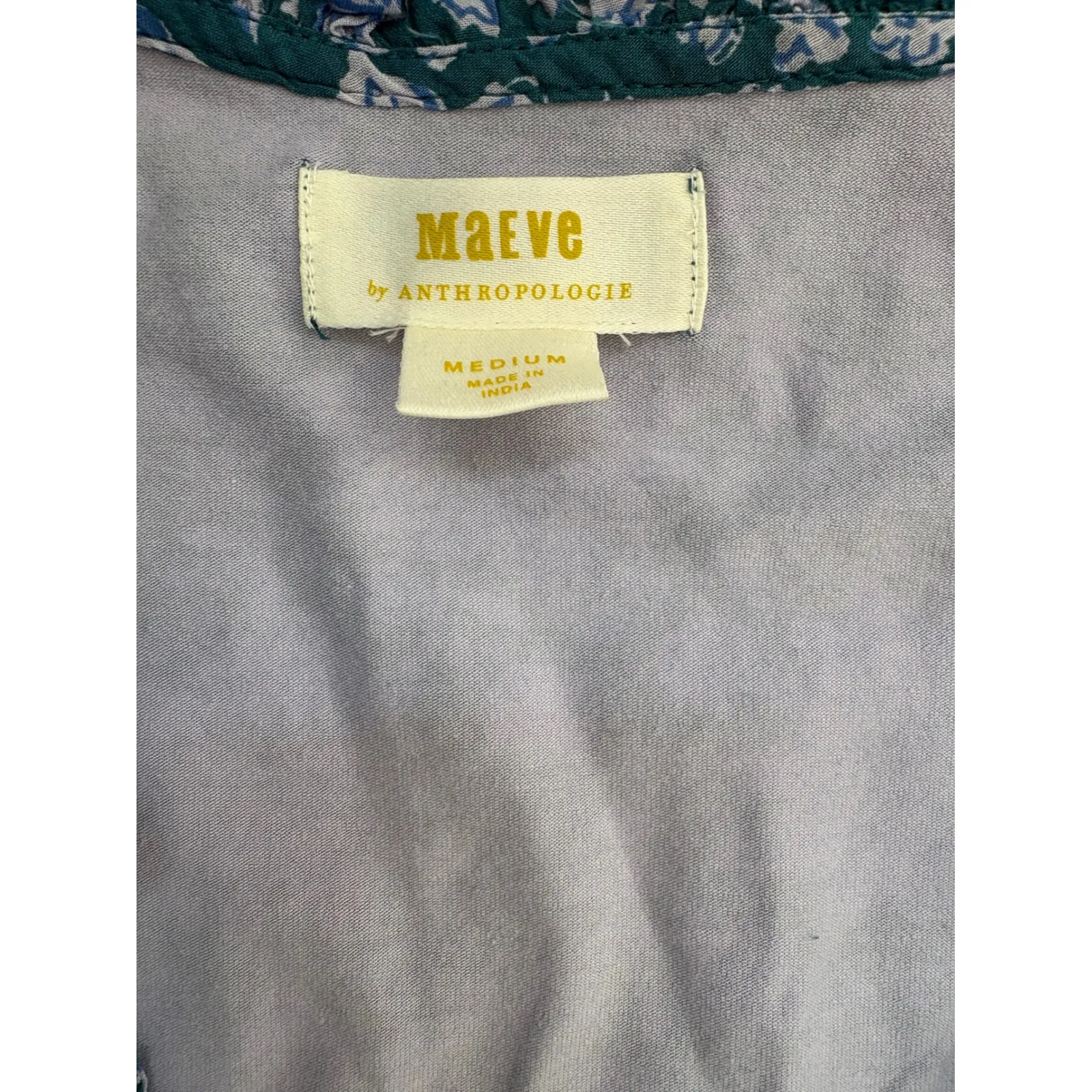 Maeve Anthropologie Floral Blouse Puff Sleeve Ruffle‎ V Neck Top Medium NWOT - Image 11