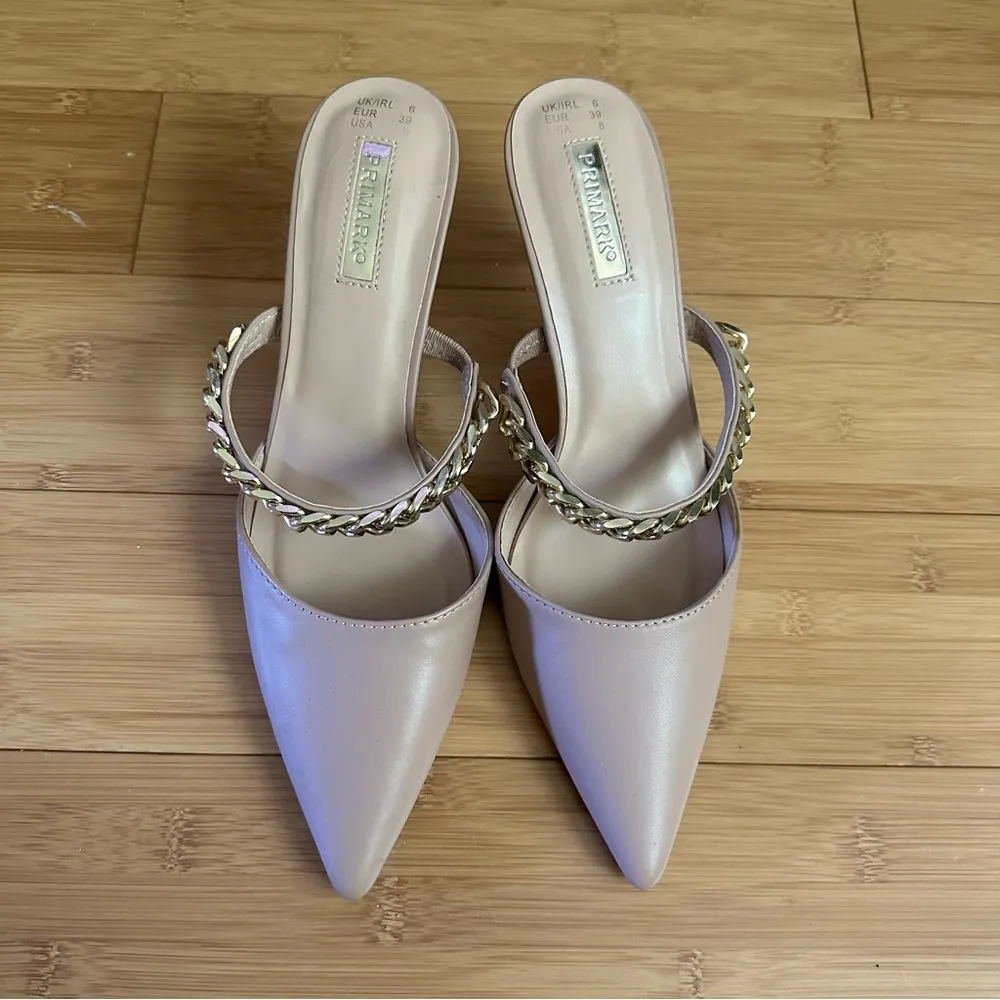 Primark  Nude Chain Strap Mule Pointe Heels - Image 3