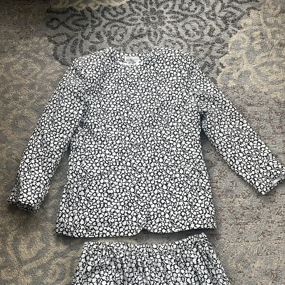 Leslie Fay Personal Vintage Two Piece Skirt Set Black & White 14 - Image 2