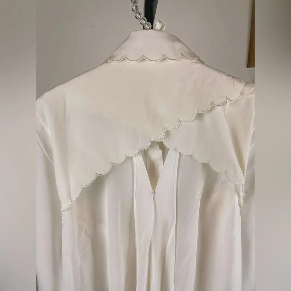 J.ING Off White Silk Blouse Top Size M - Image 5