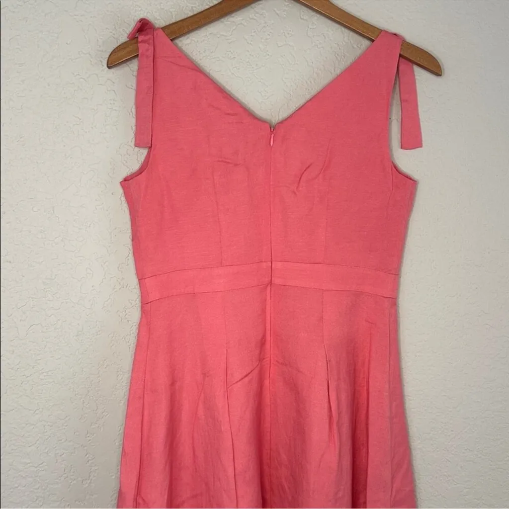 Ann Taylor Linen Tank Dress Shoulder Bow Corql Preppy Brunch Spring Vacation - Image 4