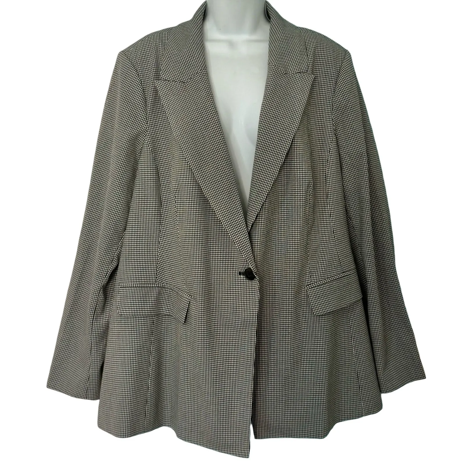 Lane Bryant Black White Check Perfect Drape One-Button Blazer size 22 NEW Tags - Image 2