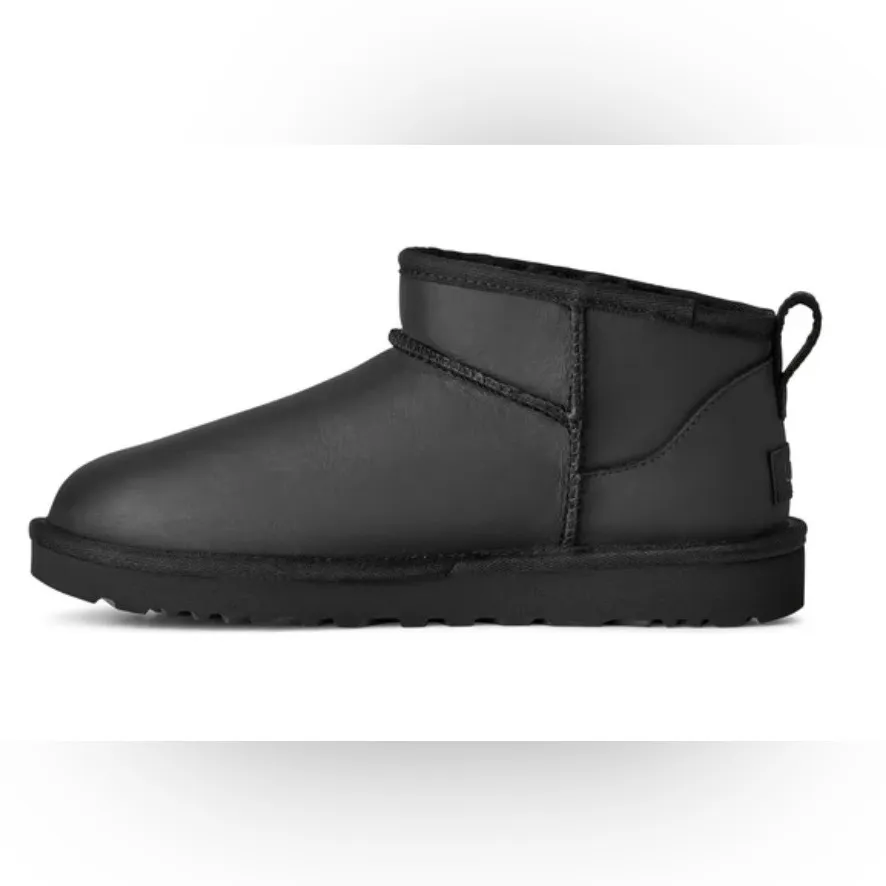 Ugg Black Classic Ultra Mini Leather Women's Boots 1174210-BLK - Image 2