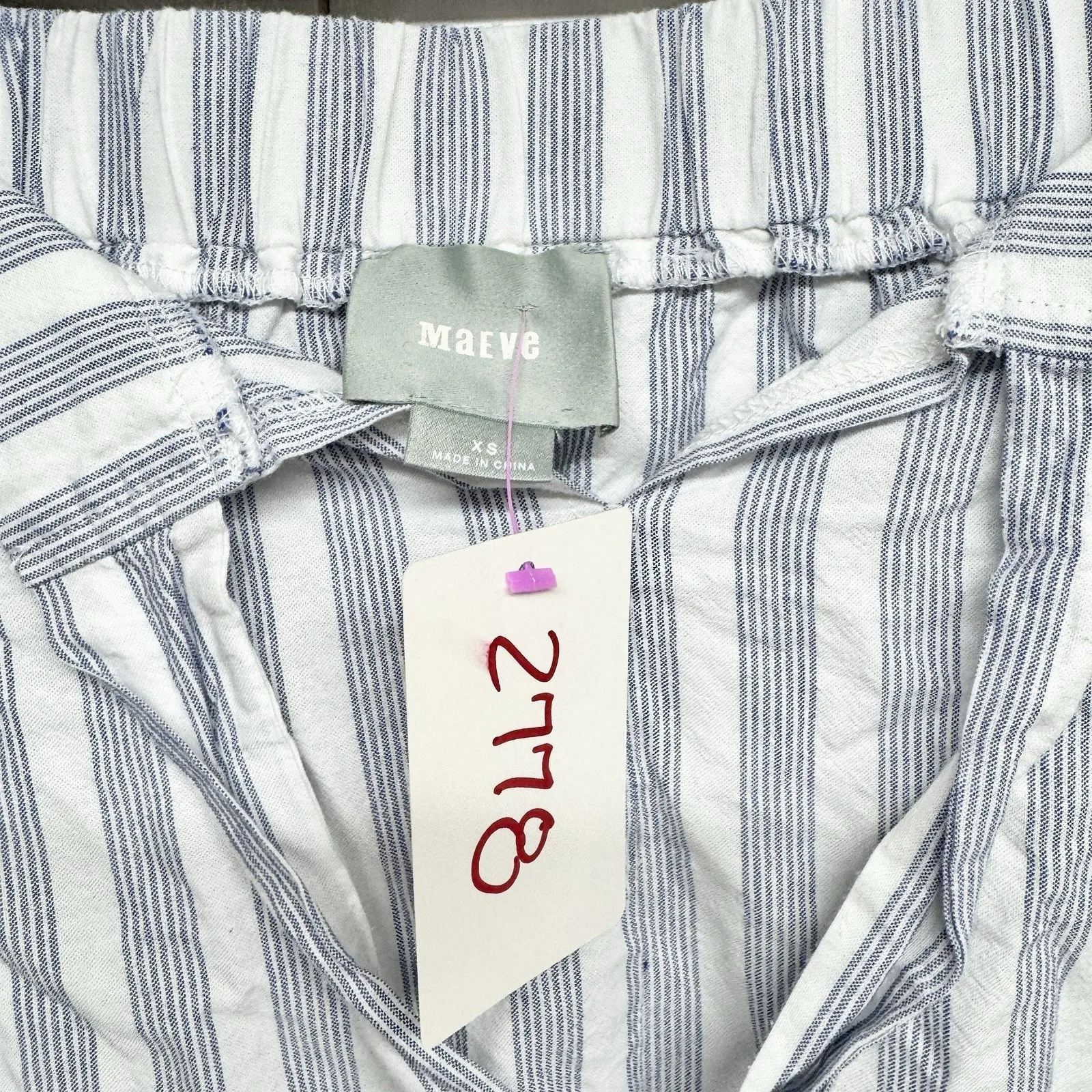 Maeve Shirt Women Size XS Stripe Off the Shoulder Tie Neck 3/4 Sleeve Blouse - Image 2