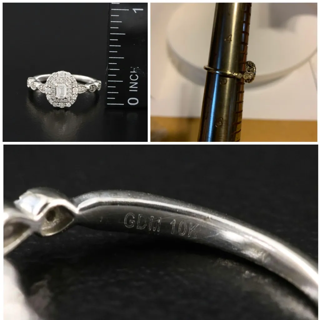 10K SOLID WHITE GOLD .46 CTW EMERALD CUT DIAMOND WITH ROUNDS RING (4.75) Silver - Image 13