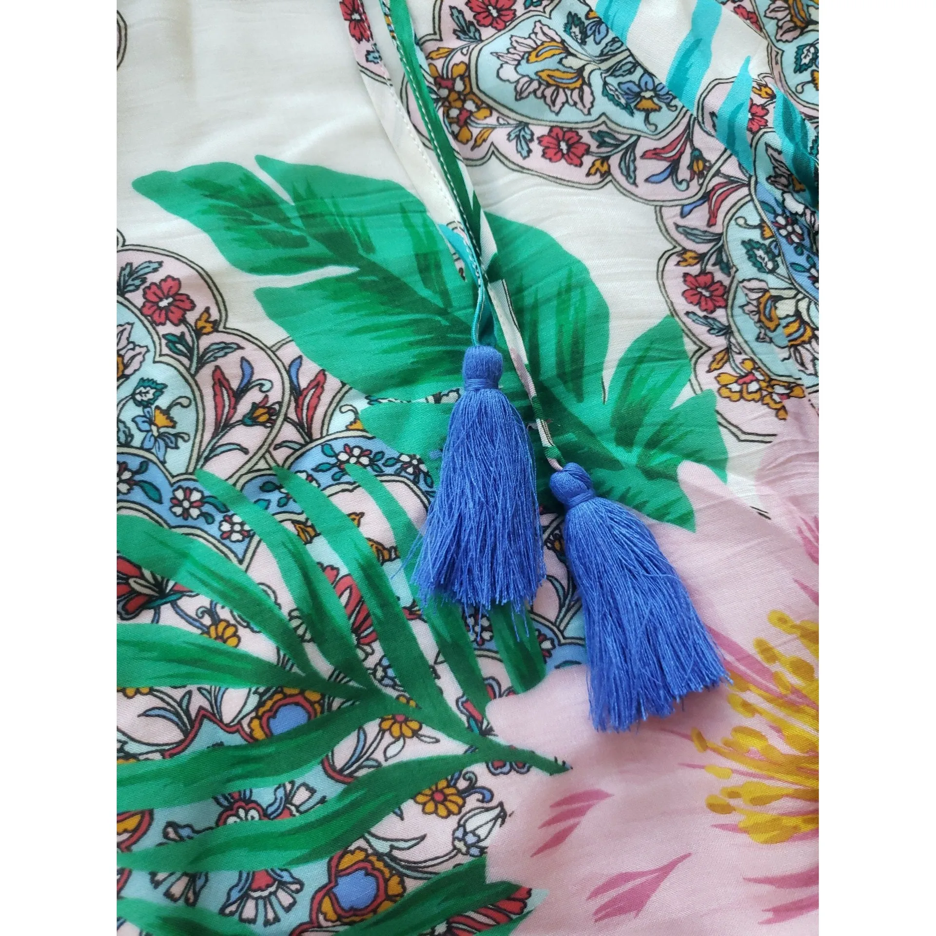 Johnny Was Floral Flowy Yasmin Tropical Vacation Beach Flared Wide Leg Size XL - Image 6