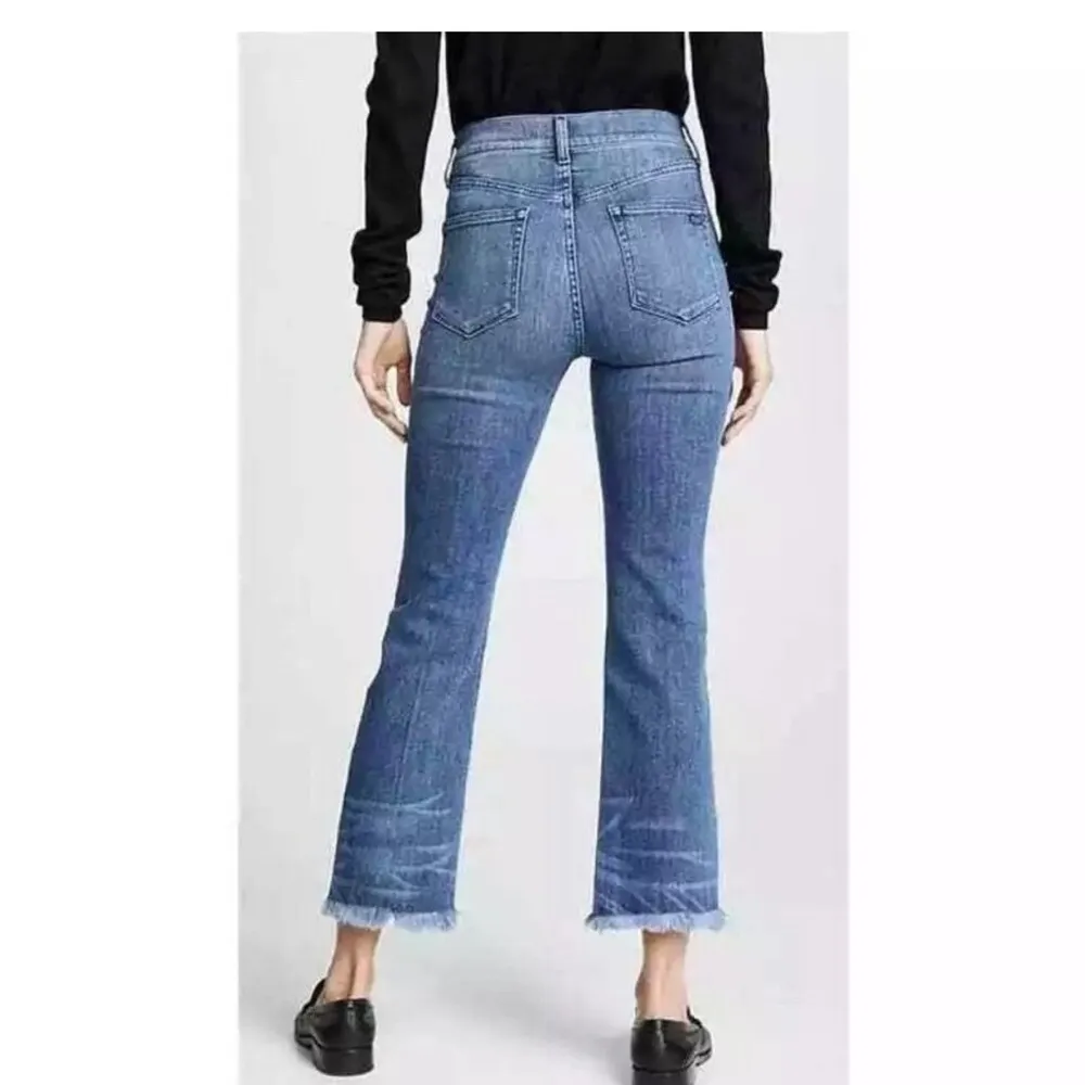 AYR Medium Blue Straight Leg The Pop Frayed Raw Hem Jeans 33 - Image 3