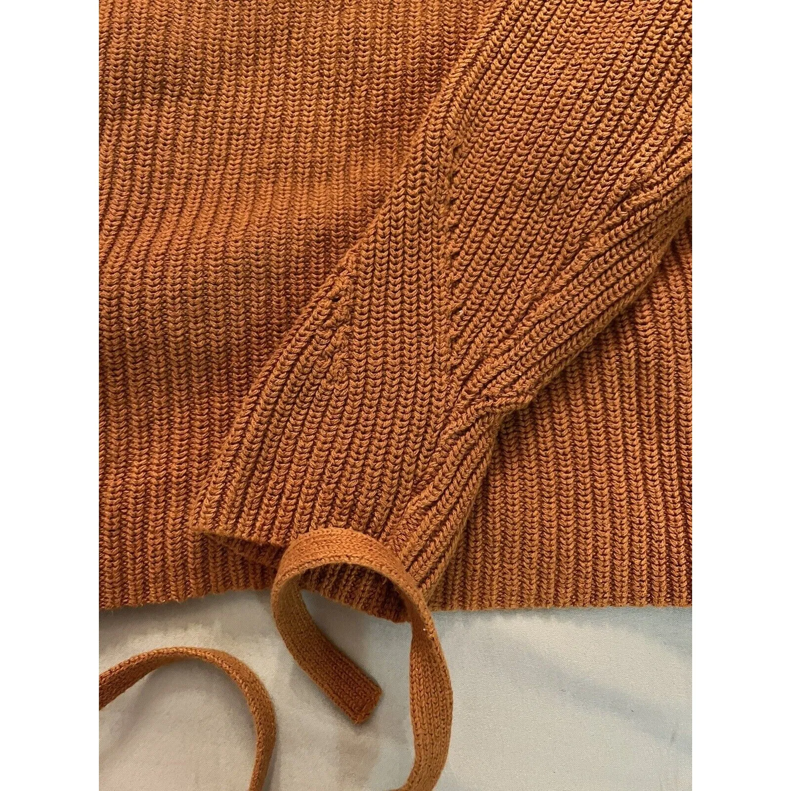 Lucky Brand Women's Sweater Size M Caramel Oversized Braids Crew Neck Y2K Crop - Image 2
