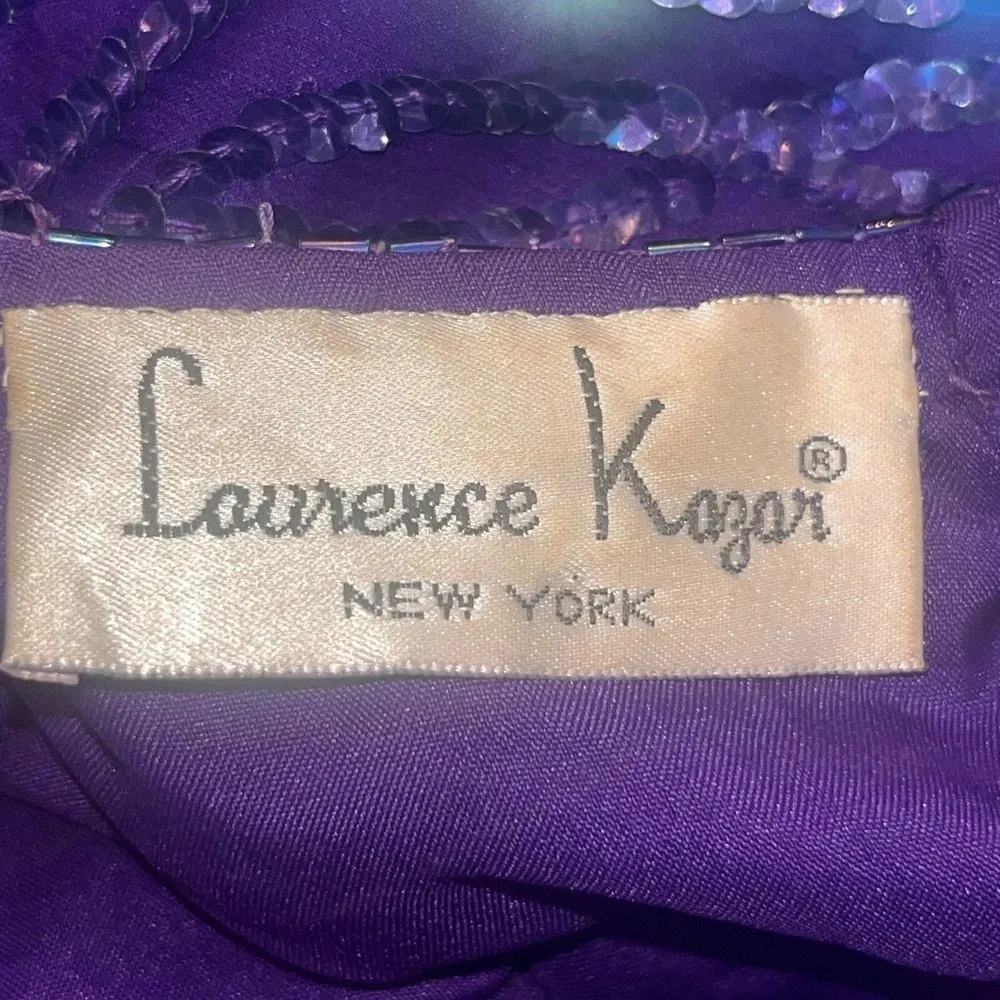 Vintage LAURENCE KAZAR Silk Maxi Dress Purple Sz Large Sequin Floor Length Gown - Image 10