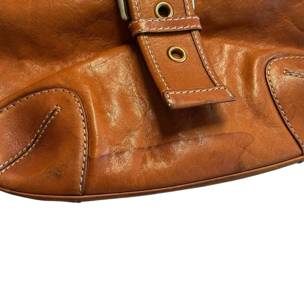 Y2K Michael Kors Buckle Hobo Shoulder Bag Cognac‎ Brown Slouchy Western Country - Image 10