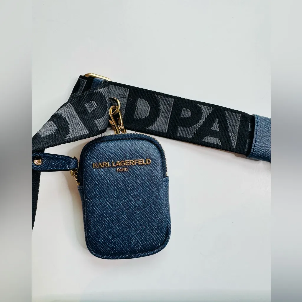 Karl Lagerfeld Paris Maybelle Denim Satchel with Pins & Coin Purse NWT - Image 11