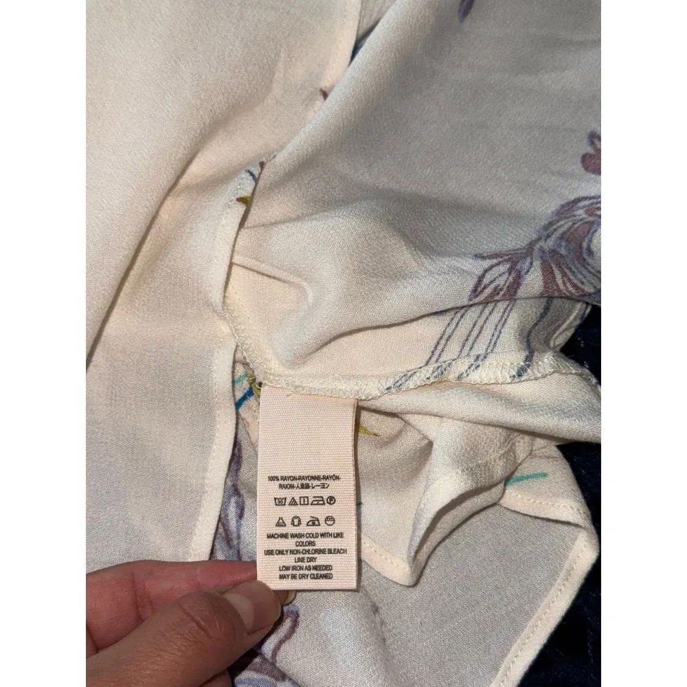 Free People Women's Clear Skies Floral Print Cold Shoulder Tunic Mini Dress Sz L - Image 6