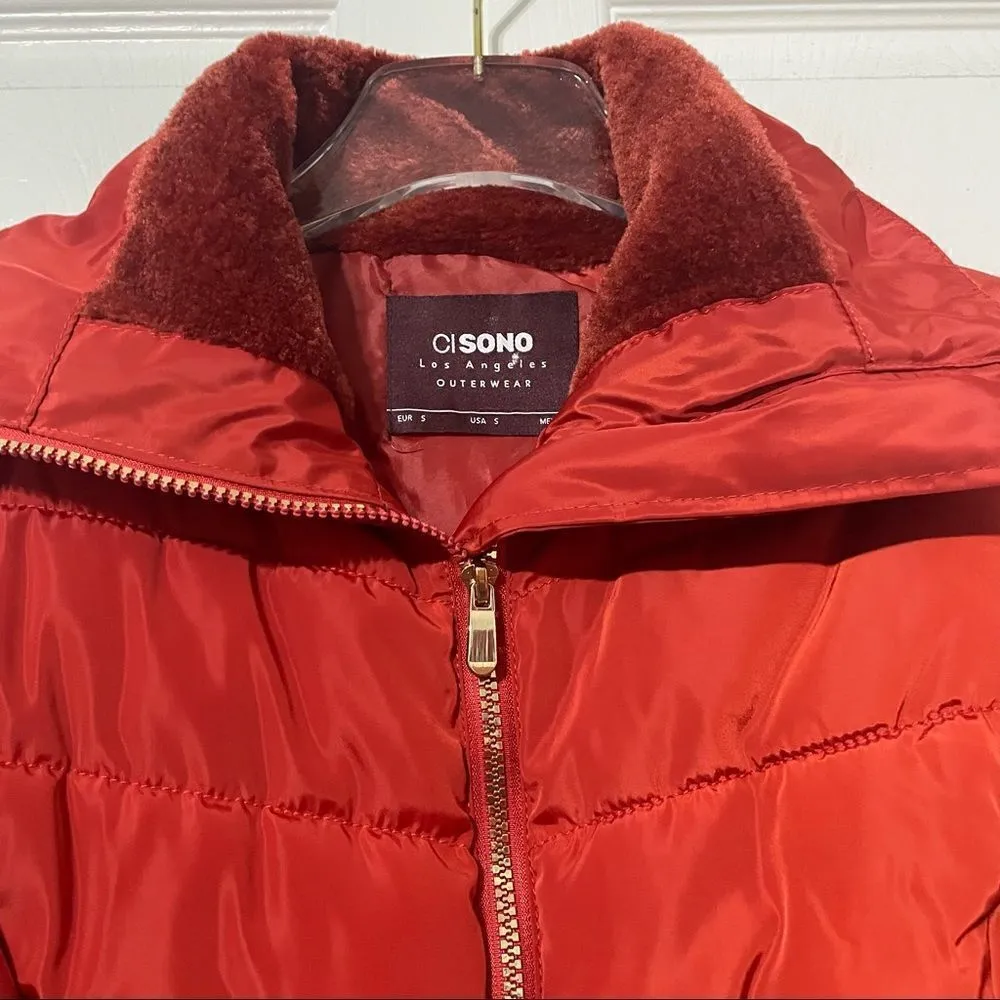 CI Sono Los Angeles Burnt Orange Quilted Puffer Jacket Size Small‎ - Image 11