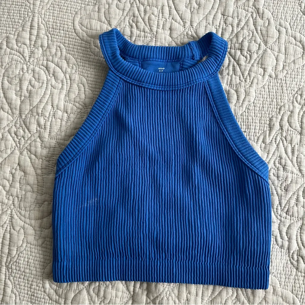 Aerie royal blue ribbed high neck tank size small - Image 2
