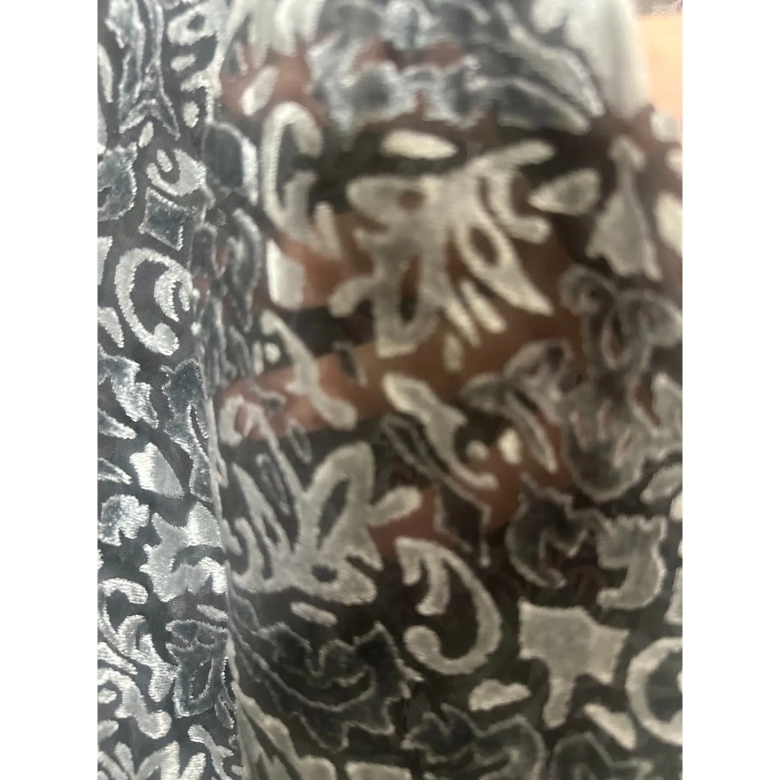 Vtg Faded Glory Size L Velvet Burnout Sheer Top Grey Floral Whimsigoth Fairy - Image 4