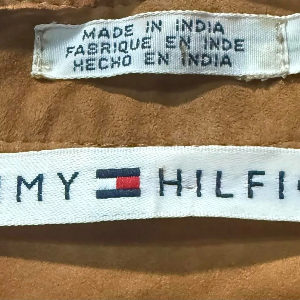 Vintage Tommy Hilfiger 100% Leather Shirt Jacket Camel Brown Size‎ 10 - Image 4