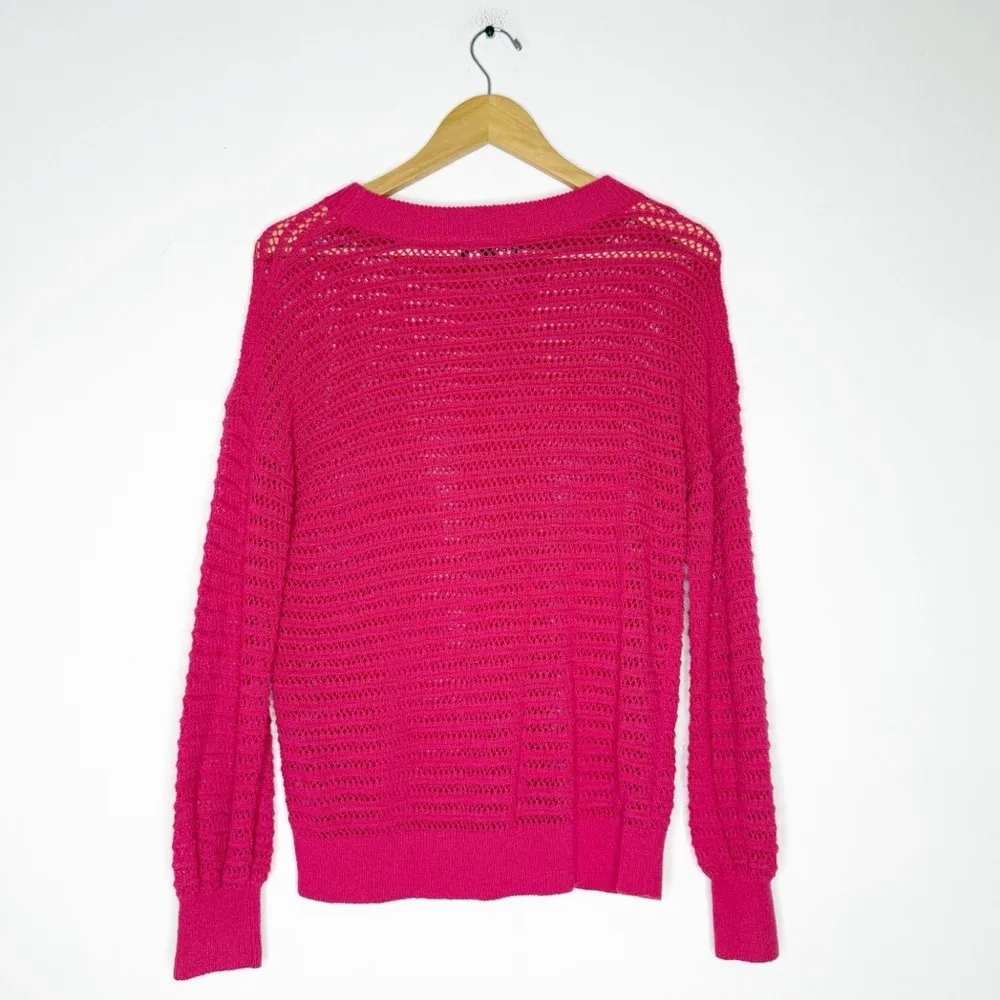 Express Hot Pink Open Knit Sweater Women’s Size Small - Image 3