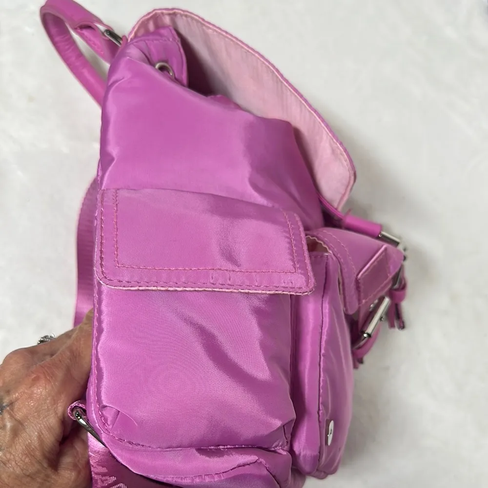 Vibrant Pink Backpack with Gold Hardware - Image 4