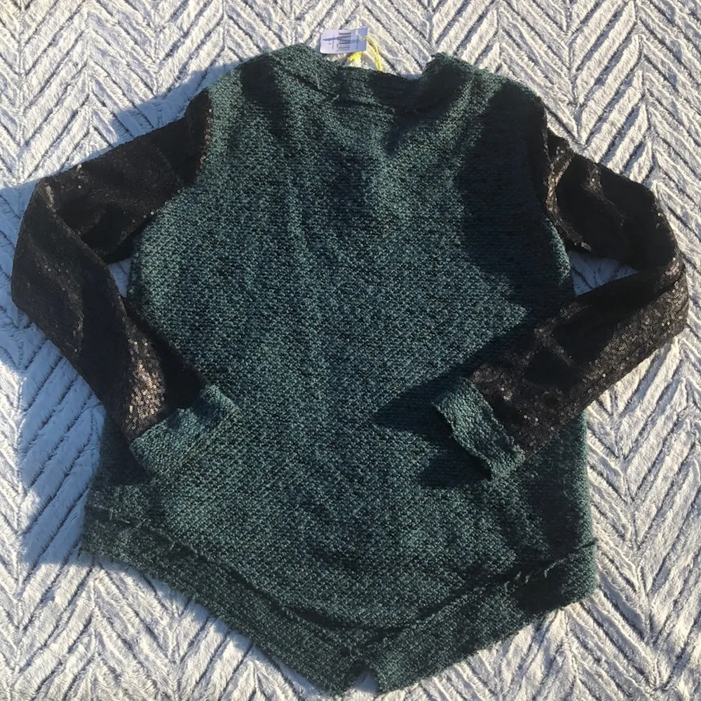 BCBGeneration Rare Sequin Raw Edge Lagenlook Cardigan Sz S - Image 6