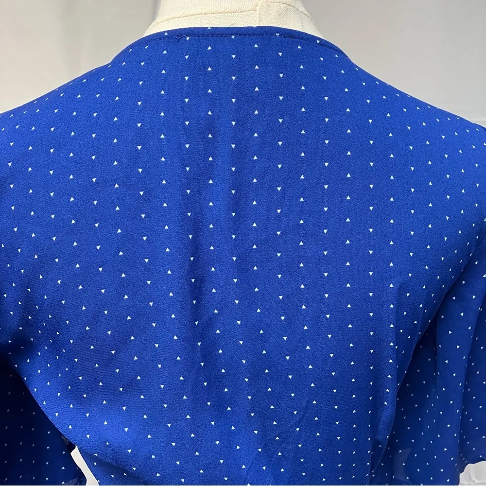 Lulus Farah Royal Blue Print Midi Wrap‎ Dress Womens XS Spring Wedding Elegant - Image 9