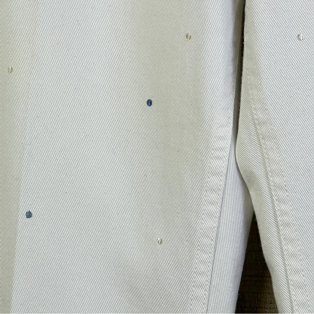 Tommy Hilfiger Size 14 White Denim Jeans Embroidered with A Floral Scene - Image 8