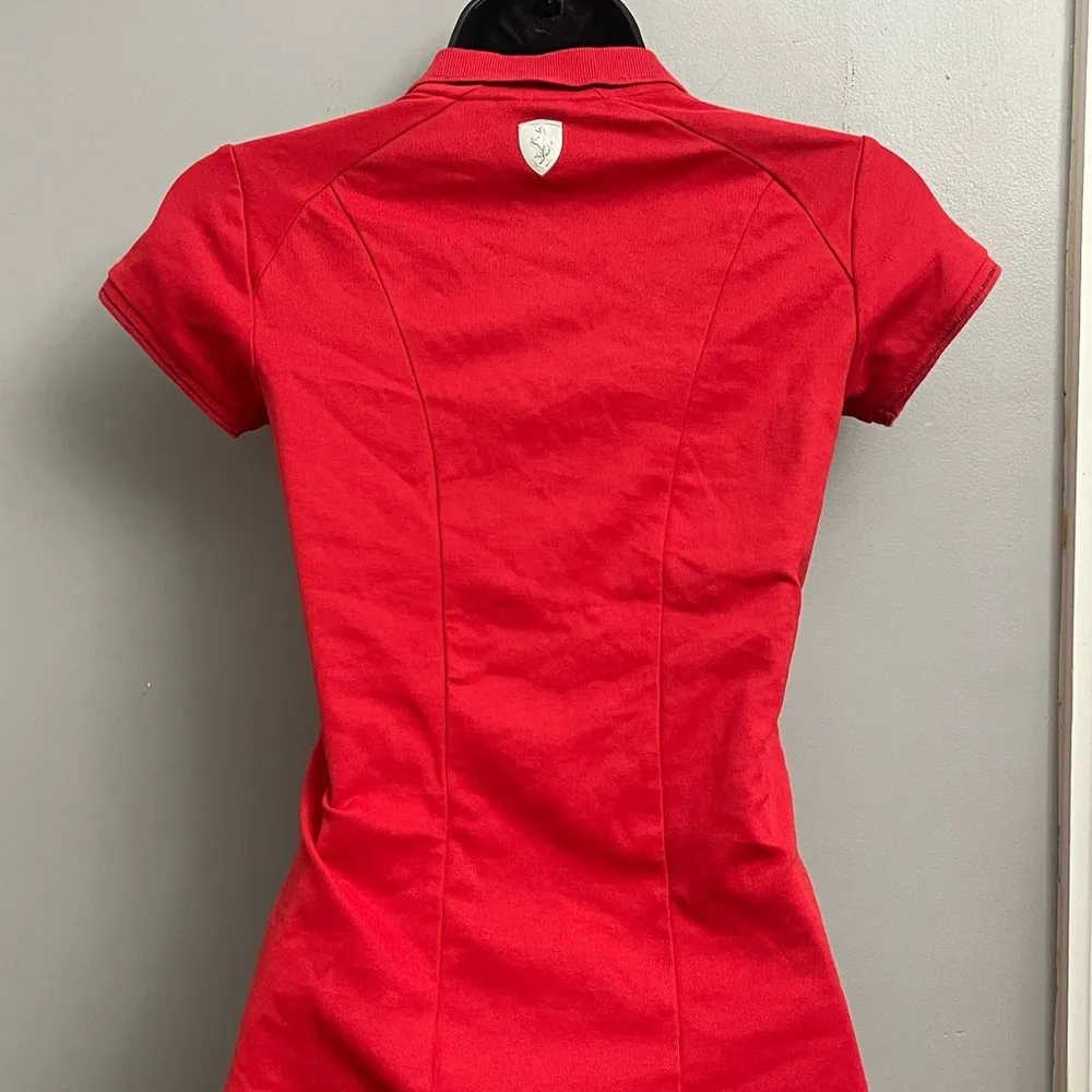 Puma Red Polo Button Down Shirt with Cuffed Cap Sleeves - Image 4