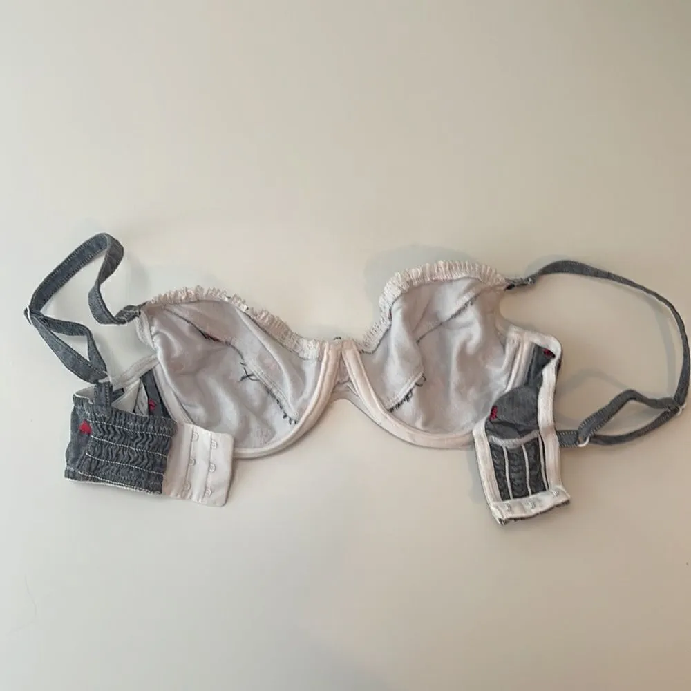 Eileen West embellished hearts underwire bra. Size 34C. Like New. Gray - Image 4