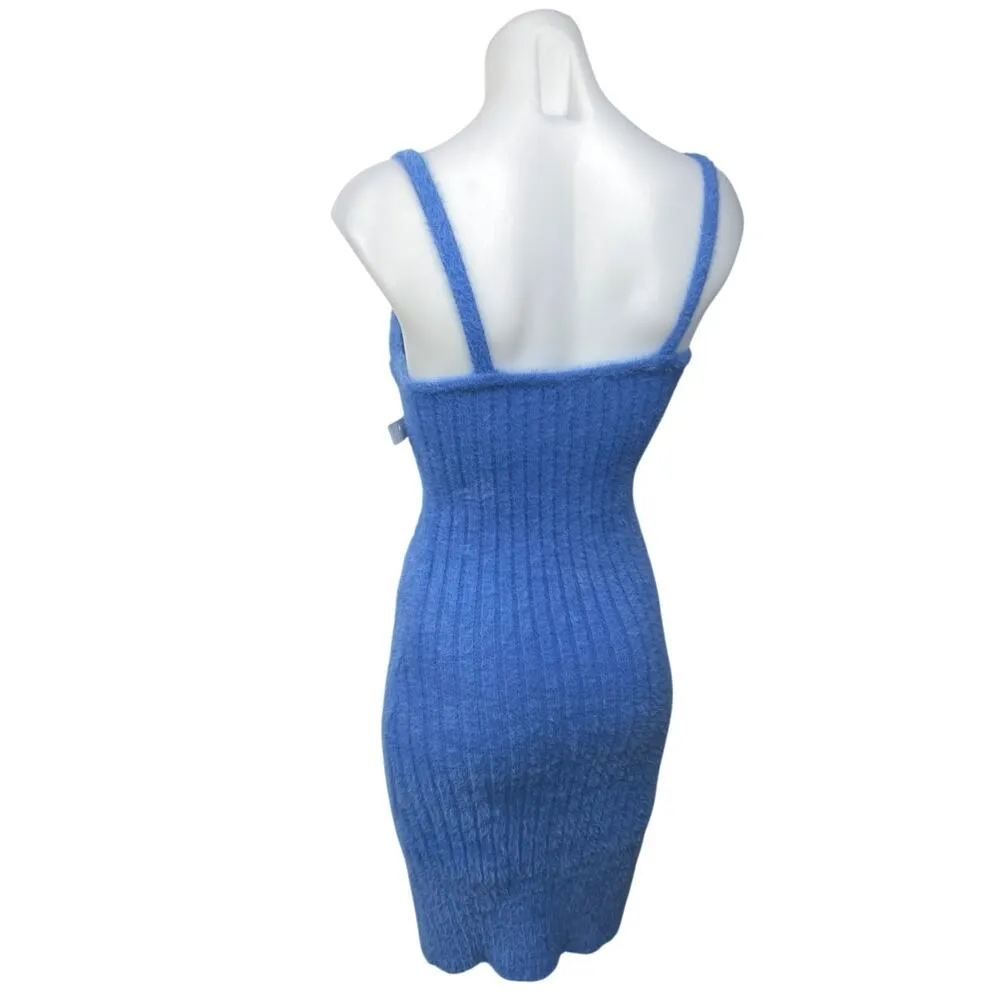 NEW Freshman 1996 Blue Knit Fuzzy Cardigan Sweater Mini Tank Dress Set Size XS - Image 5