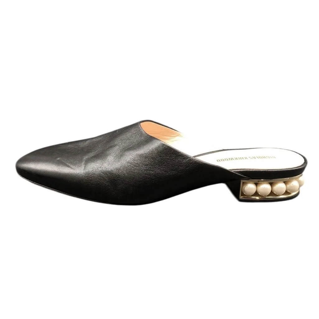 $625 Nicholas Kirkwood Black Casati Pearl Leather Slipper Mules Flats 36 US 6 - Image 5