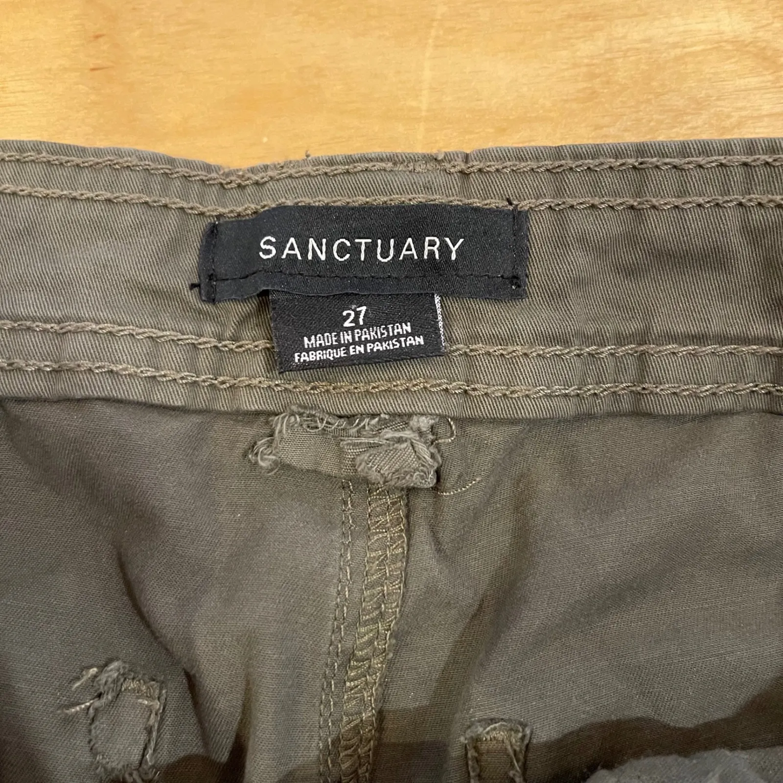 Sanctuary Womens Casual Pants Sz 27 (4) Olive Green Button Fly Wide Leg Trousers - Image 5