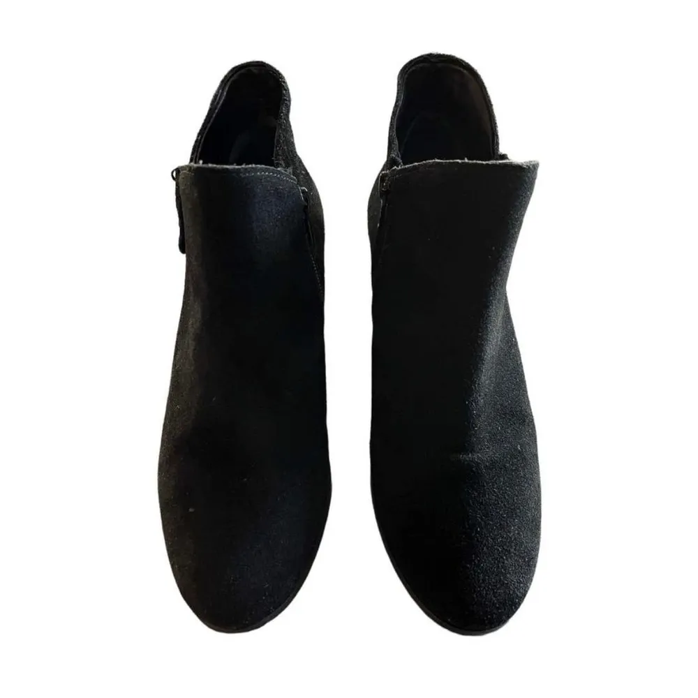 JACK ROGERS Peyton Black Suede Ankle Boots Leather Zipper Block Heels 7.5 EUC - Image 9